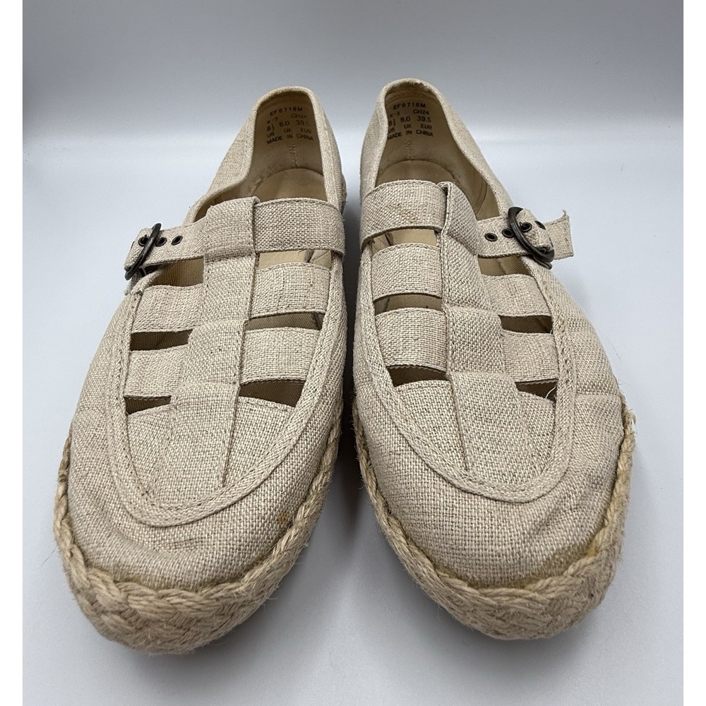 Grasshoppers Womens Beige‎ Canvas Espadrille Mary Jane Flats Size 8M